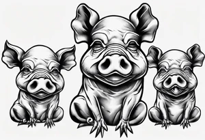 see no, hear no, speak no evil pig tattoo idea
