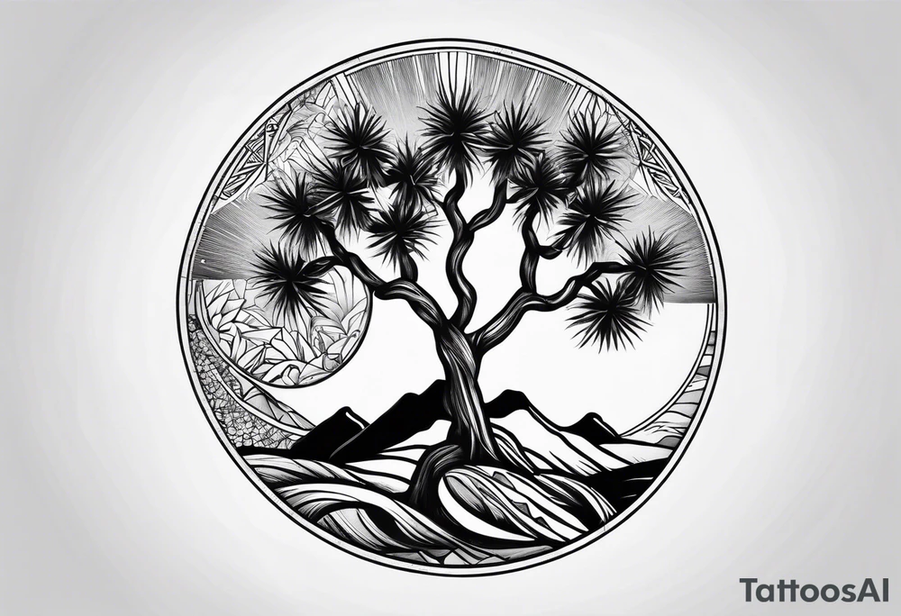 yin and yang joshua tree tattoo idea