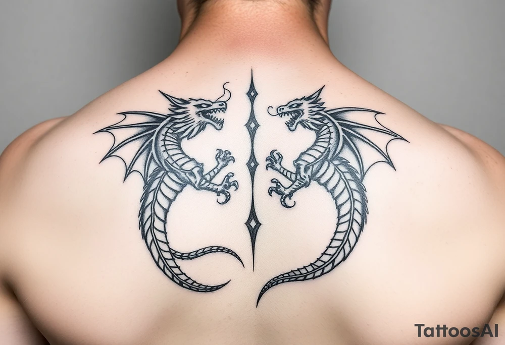 2 dragons symbolizing inner conflict tattoo idea