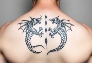 2 dragons symbolizing inner conflict tattoo idea