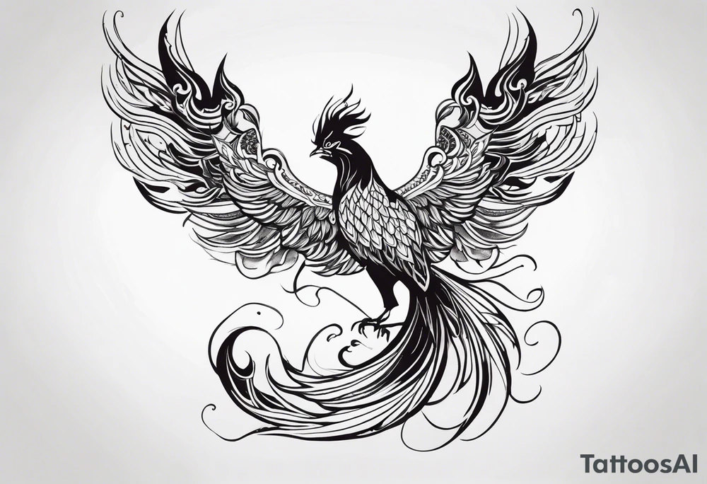 Mythical phoenix, whose body and tail can wind down and cover more of your back. tattoo idea