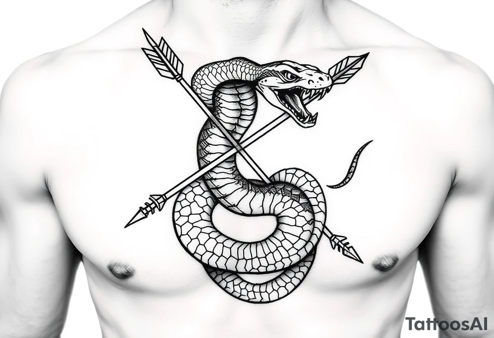 snake archer with arrows tattoo idea
