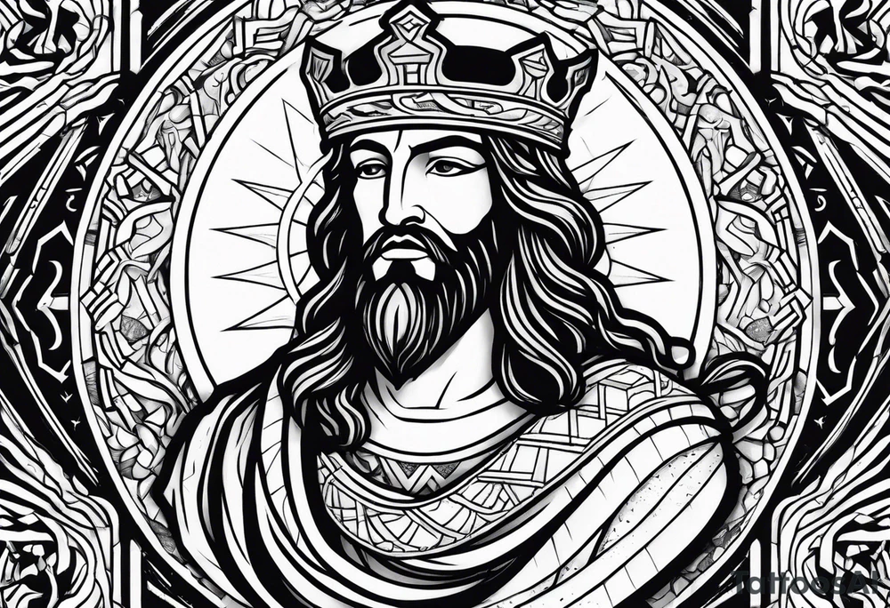 Almighty powerful King Jesus slaying the Serpent's head off tattoo idea
