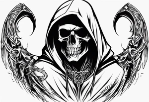 Upper half of a hooded reaper with no weapon tattoo idea
