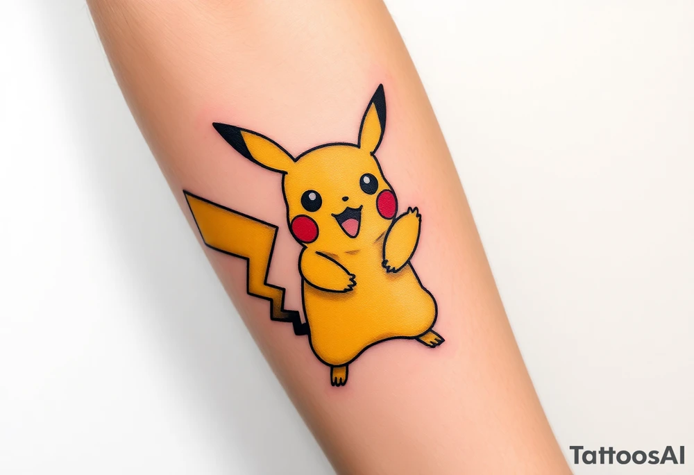 Pikachu getting ready to thunderbolt attack tattoo idea