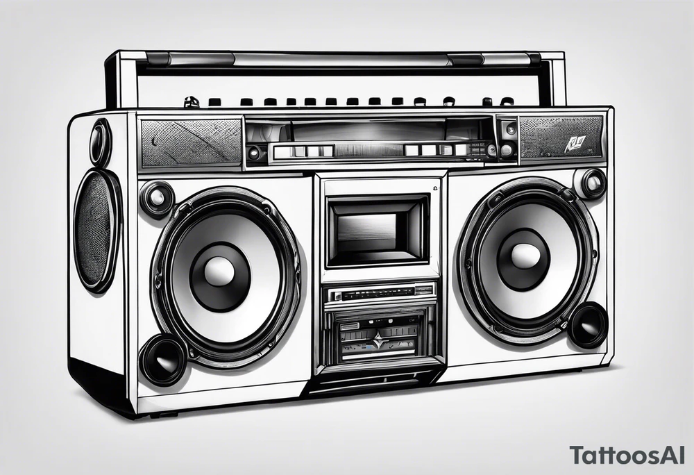 A boombox in fineline very minimalistic tattoo idea