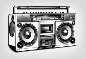 A boombox in fineline very minimalistic tattoo idea
