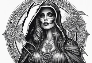 full body Female grim reaper tattoo idea