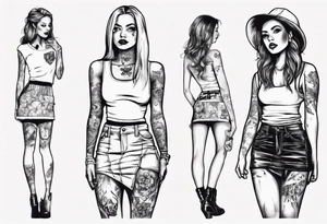 Girl wearing a mini skirt tattoo idea