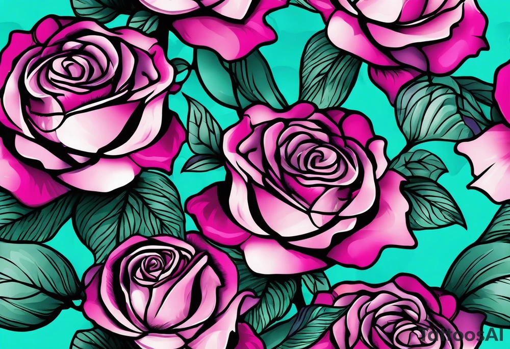 Dad 06-07-14, roses, teal, pink, purple tattoo idea