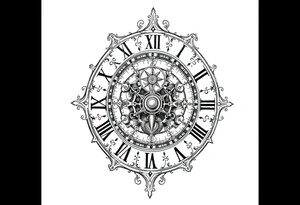 vintage roman numerals within ornate clockwork mechanism tattoo idea