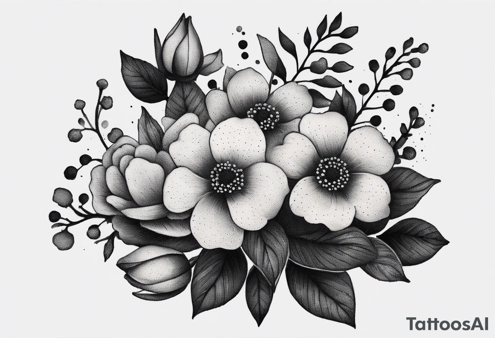 Small bouquet of flowers tattoo idea