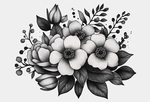 Small bouquet of flowers tattoo idea