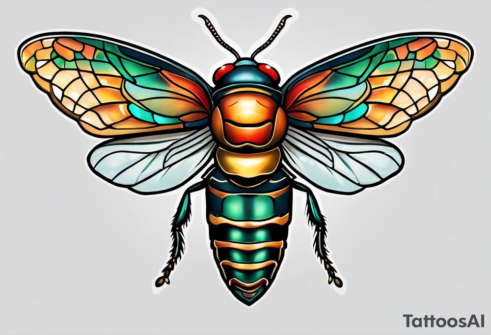 Neo traditional cicada tattoo idea