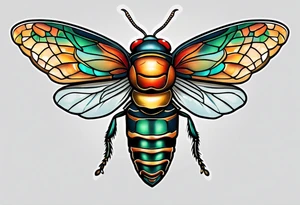 Neo traditional cicada tattoo idea