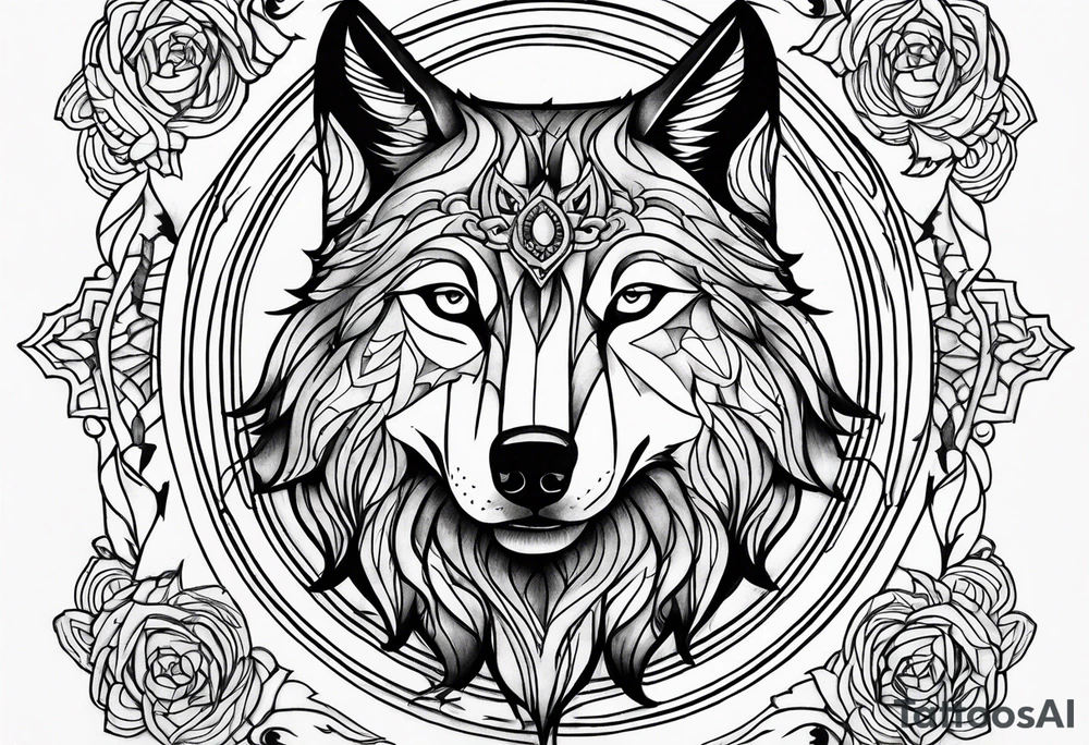 Neotraditional wolf tattoo idea