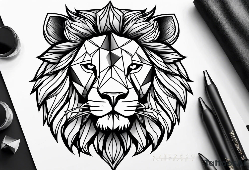 geometric lion tattoo tattoo idea