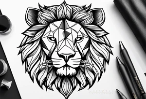 geometric lion tattoo tattoo idea