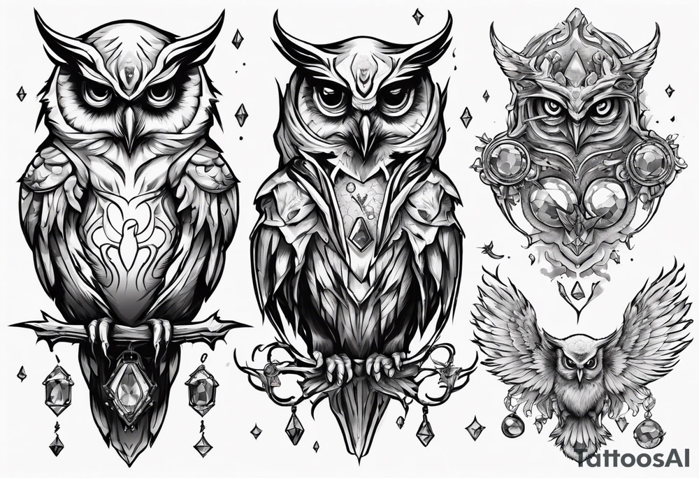 The Demon Owl Stolas, a Prince of Hell who is obsessed with gems, knowledge of astrology and poisonous plants. tattoo idea