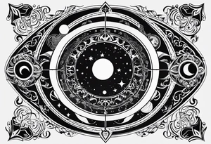 Astrology, Cancer, Natal Chart, symbolic, vision, yin yang, the moon, the sun, Uranus, Pluto, spiritual, third eye, mystical armband tattoo idea