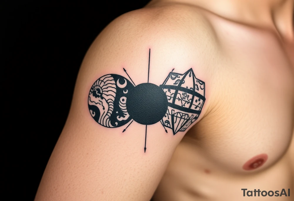 2 different worlds on both sides of a black hole tattoo idea