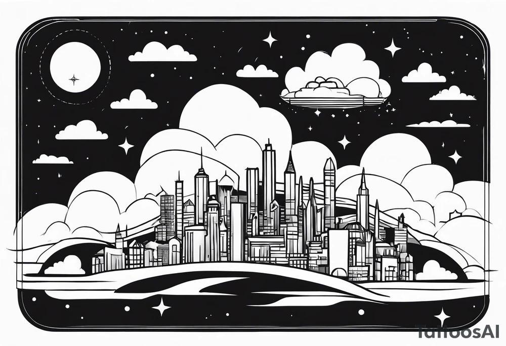 cloud town tattoo idea
