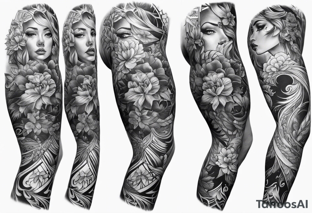 Full leg tattoo from hip to foot tattoo idea