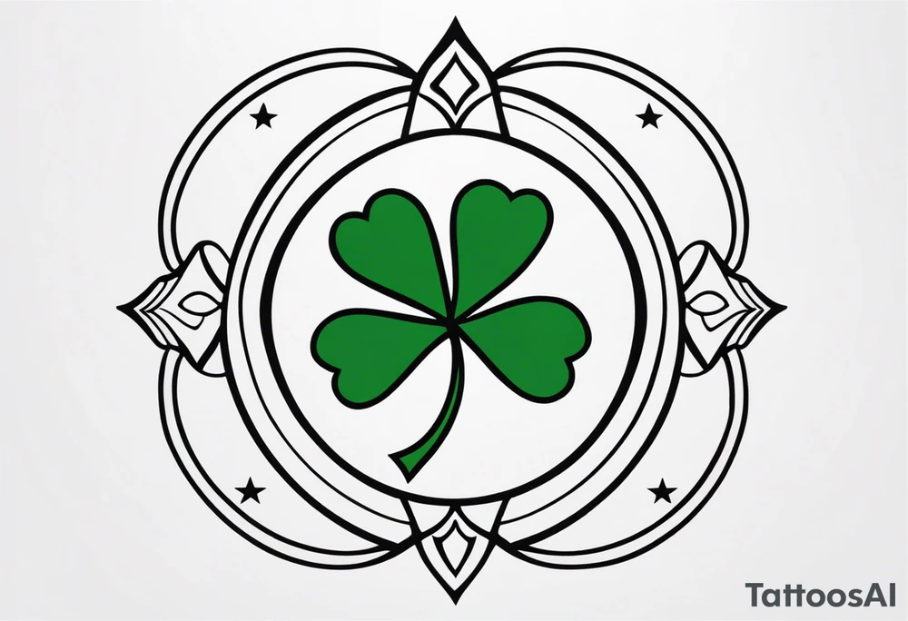 the star trek logo with a four leaf clover in the middle tattoo idea