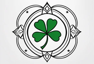 the star trek logo with a four leaf clover in the middle tattoo idea