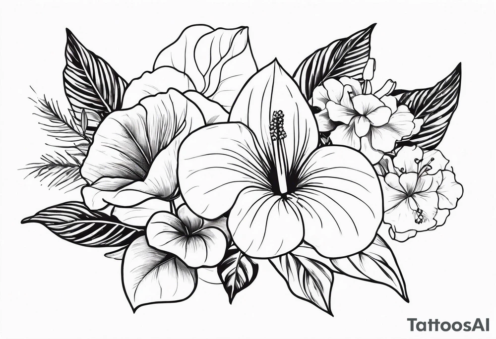 Bouquet avec anthurium et carnation tattoo idea