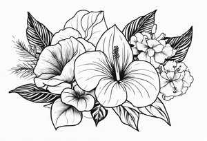 Bouquet avec anthurium et carnation tattoo idea
