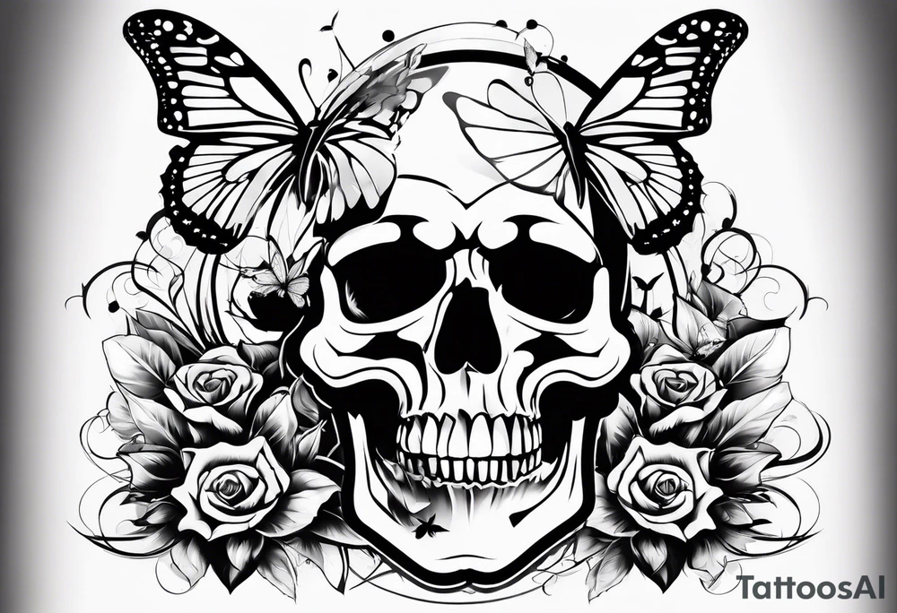 Broken Skull with butterfly coming out tattoo idea