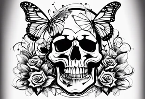 Broken Skull with butterfly coming out tattoo idea