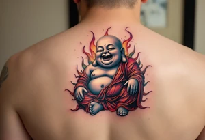 The Laughing Buddha – A joyful symbol of abundance and contentment, typically tattooed in black-and-gray realism or colorful neo-traditional style. tattoo idea