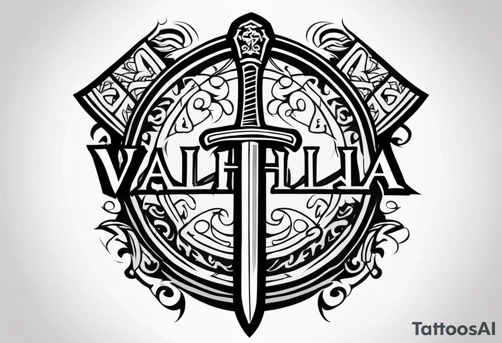 Valhalla sword shield tattoo idea