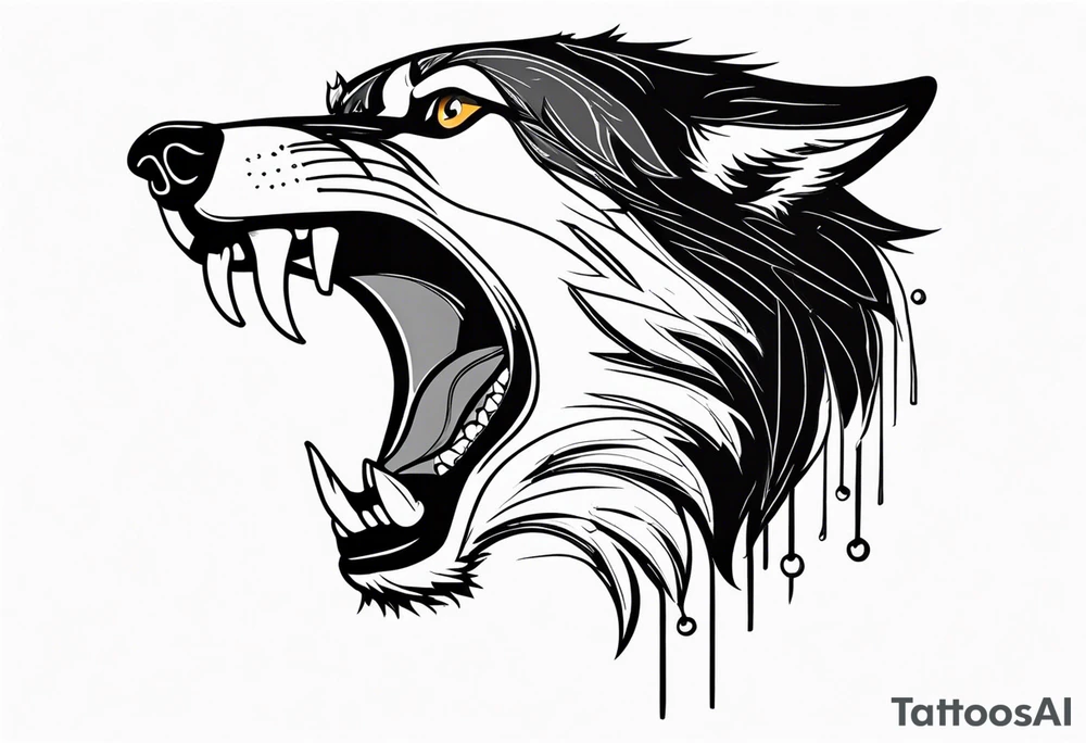 a rabid wolf turned 3/4 that does not stick out its tongue tattoo idea