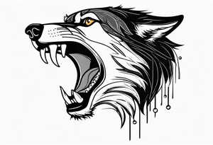 a rabid wolf turned 3/4 that does not stick out its tongue tattoo idea