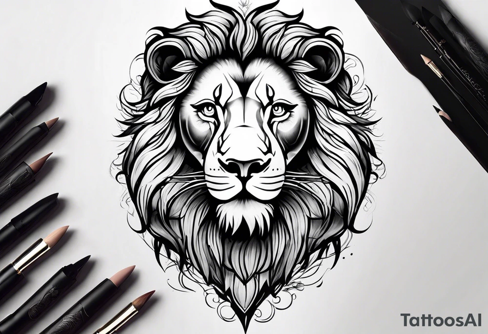 lion face tattoo idea