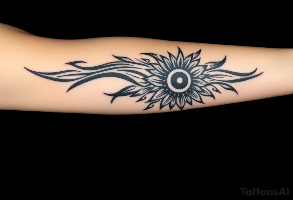 bold line shaman and indian style tattoo idea
