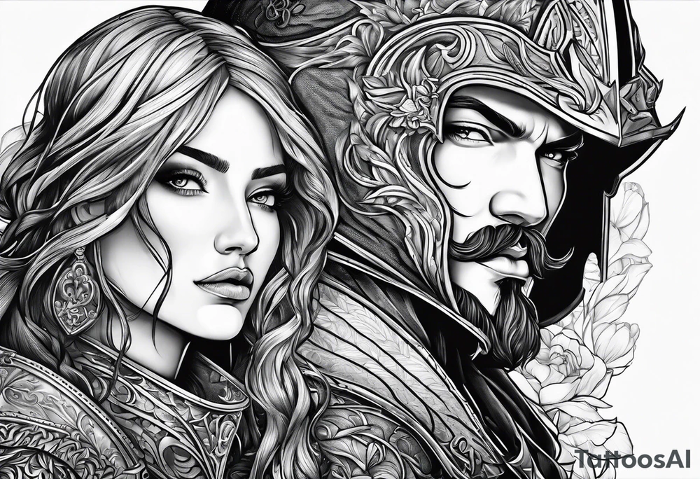 two knights in love tattoo idea