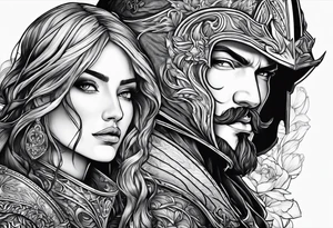 two knights in love tattoo idea