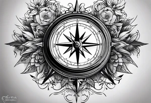 Compass broken into a watch tattoo idea