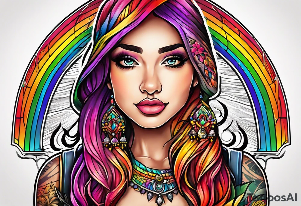 The words "You never walk alone" in rainbow colors tattoo idea