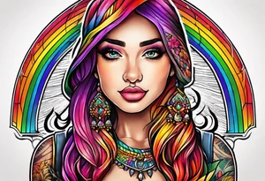 The words "You never walk alone" in rainbow colors tattoo idea