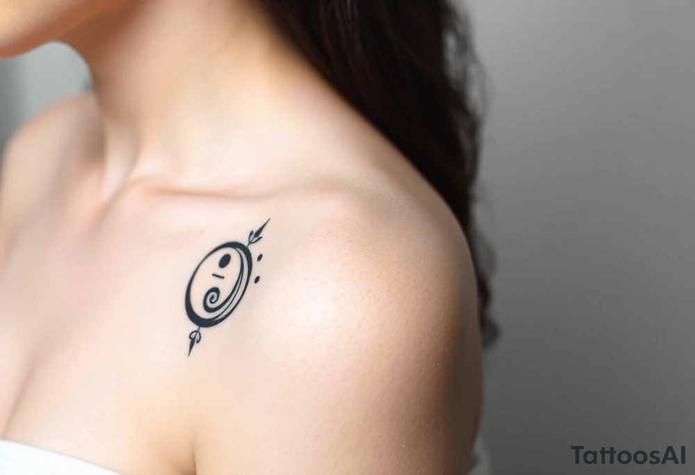 Magestic symbol combining ying yang, Gemini zodiac symbol,  and spiral Paisleys tattoo idea