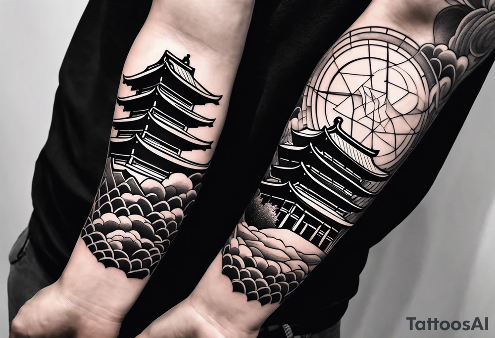 Japanese theme on forearm for men tattoo idea