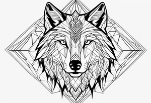 geometric wolf pattern tattoo idea