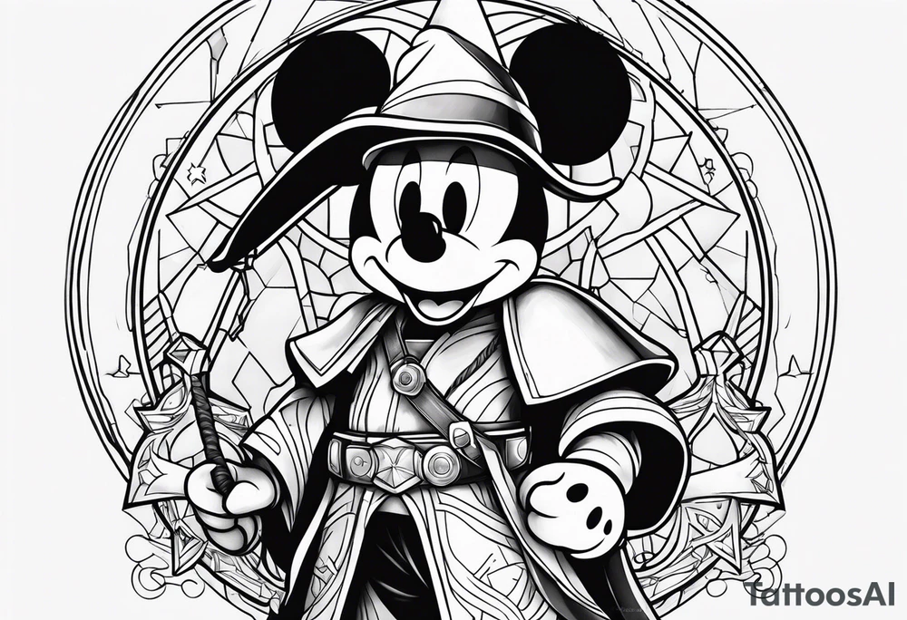 wizard mickey mouse with captain rex star wars tattoo idea