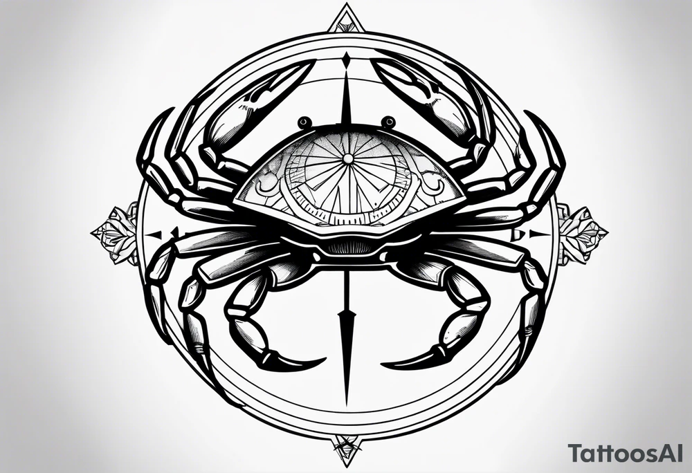 Crab Compass Arrow tattoo idea