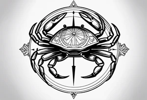 Crab Compass Arrow tattoo idea